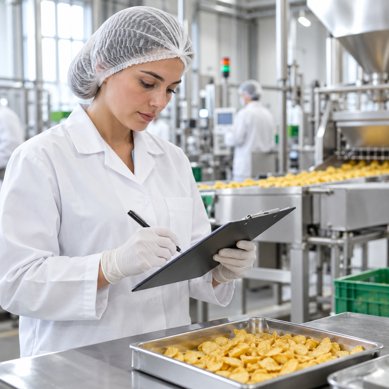 Специалист проверяет качество продукции по контрольному листу